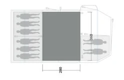 Outwell Knightdale 8PA Flat Woven Carpet -Banana Tent 170894 flat woven carpet knightdale 8pa drawing floorplan2