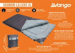 Vango Shangri-La Luxe XL Sleeping Bag (2023) -Banana Tent shangri la luxe xl infographic 1